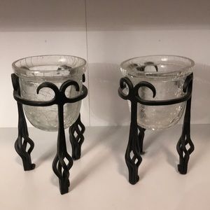 Black metal candle holders